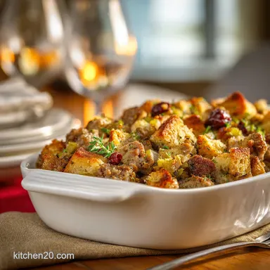 Grandmas Thanksgiving Stuffing: Classic Sage Sausage Dressing Recipe Card