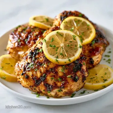 Grilled Lemon Chicken Thighs for 4 Recipe Card