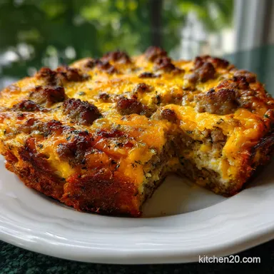 Hash Brown Crust Sausage Cheddar Quiche: Ultra Crispy Base Recipe Card