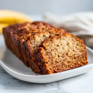 Healthy Banana Bread Recipe with Greek Yogurt for 10 Servings Recipe Card