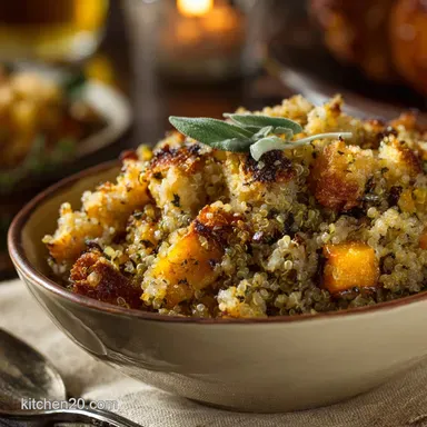 Healthy Thanksgiving Recipes: Quinoa, Squash Sage Stuffing (GF) Recipe Card