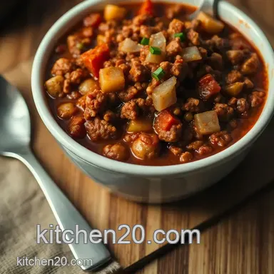 Hearty No Bean Chili Recipe: Easy & Flavor-Packed Ground Beef Chili Recipe Card
