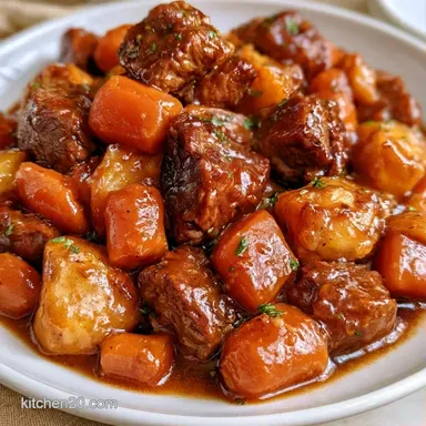 Hearty Vegetable Beef Stew for 8 Servings Recipe Card