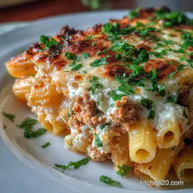 High Protein Cottage Cheese Baked Ziti Oven-Only Recipe Card