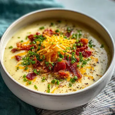 The Best Homemade Loaded Potato Soup - Velvety & Rich Recipe Card