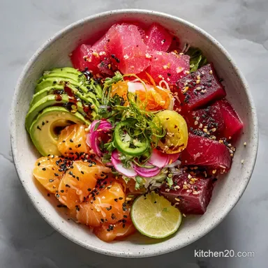 Poke Bowl Recipe in 35 Minutes for 4 Servings Recipe Card