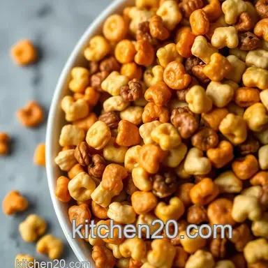 Kickin' Classic Chex Mix Recipe: Snack Attack! Recipe Card