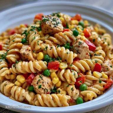 Kid Friendly Summer Pasta in 25 Minutes Recipe Card