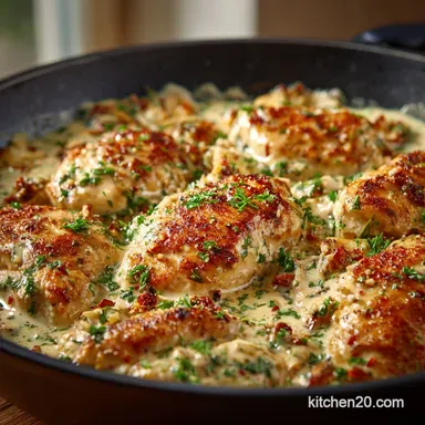 Lazy Keto Meals: 20-Minute Creamy Garlic Chicken Skillet Recipe Recipe Card