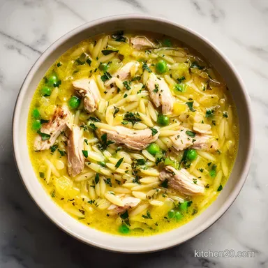 Lemon Chicken Orzo Soup for 6 Servings Recipe Card