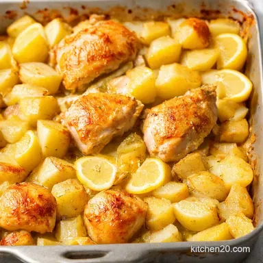 Lemon Garlic Chicken Potato Traybake Easy One Pan