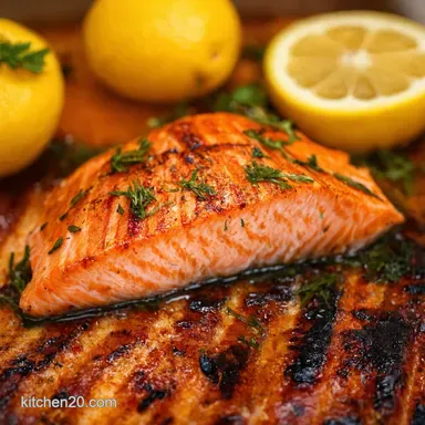 Grilled Fish Recipes LemonHerb Salmon BBQ Perfection Recipe Card