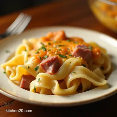 Quick Amish Casserole Familys 1 Easy Ham Noodle Bake Recipe Card