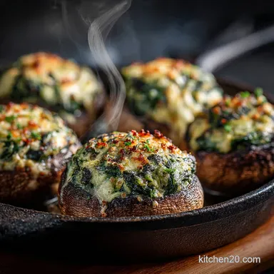 Low Carb Spinach Stuffed Mushrooms UltraCreamy Keto Appetizer Recipe Card