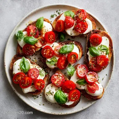 Mozzarella Bruschetta Recipe in 15 Minutes Recipe Card
