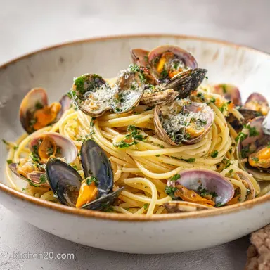 Mussel Pecorino Spaghetti for 4 Servings Recipe Card