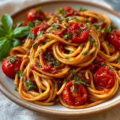 One Pot Tomato Basil Pasta in 20 Minutes Recipe Card
