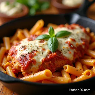 OnePan Chicken Parm Pasta Skillet Ready in a Flash Recipe Card