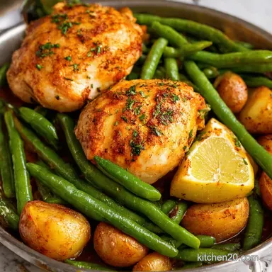 Easy Chicken Potatoes Green Beans OnePan Lemon Herb Magic Recipe Card