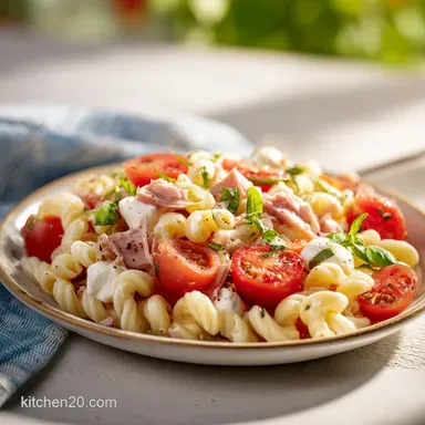 Pasta Fredda con Tonno Pomodorini e Mozzarella: For 4 Servings Recipe Card