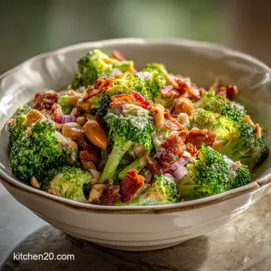 Broccoli Salad with Peanut Dressing Recipe in 20 Minutes Recipe Card