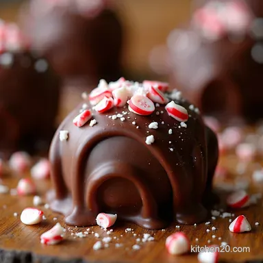 Easy Fudgy Peppermint Bark Truffles Christmas Candies Recipe Card