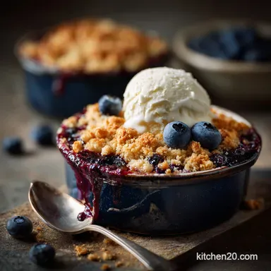 The Quintessential Blueberry Crumble Easy British Dessert Recipe Card