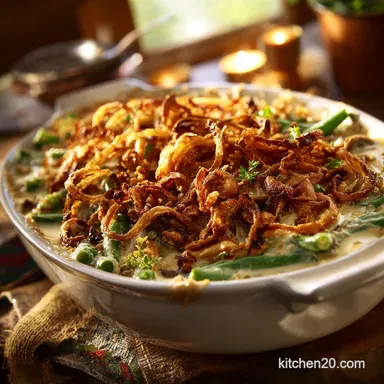 Green Bean Casserole: Homemade Wild Mushroom Cream Crispy Shallots