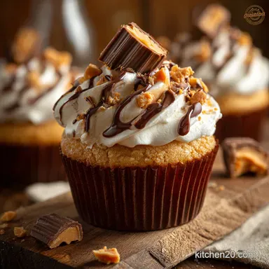 Reeses Peanut Butter Cupcakes: Decadent Stuffed Cupcake Recipe Recipe Card