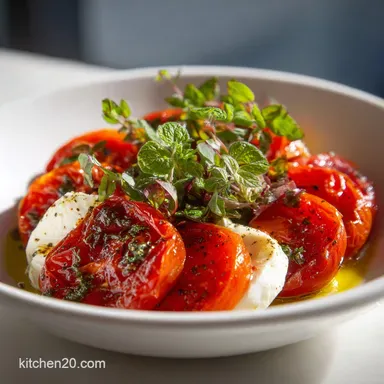 Roasted Tomato Caprese Salad Recipe in 20 Min Recipe Card