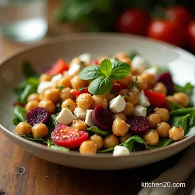 Zesty Chickpea Beet Feta Salad with Lemon Vinaigrette Recipe Card