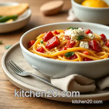 Discover My Saut&eacute;ed Pasta with Courgette & Feta Delight: Easy & Flavorful! Recipe Card