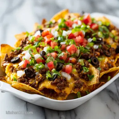 Sheet Pan Nachos with Ground Beef for 6 Servings Recipe Card