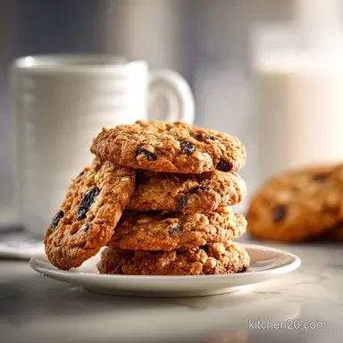 Simple Oatmeal Raisin Cookies in 25 Minutes | Baked Chewy Recipe Card