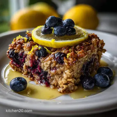 Blueberry Baked Oatmeal: Sliceable Zesty Meal Prep Treat Recipe Card