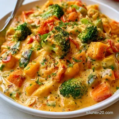 Slow Cooker Cheesy Vegetables for 8 Recipe Card