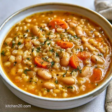 SlowCooker Bean and Barley Soup: 8h Recipe Card