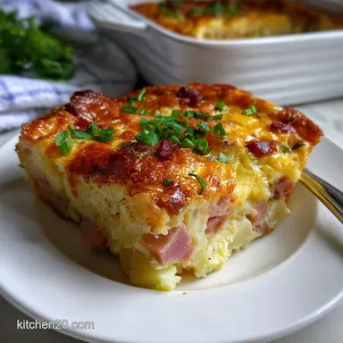Small Batch Ham Potato Breakfast Casserole: Easy Prep Recipe Card