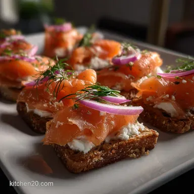 New Years Appetizer with Smoked Salmon Recipe Card