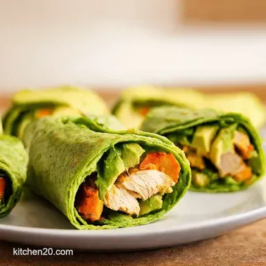 Quick Easy easy lunches Speedy Chicken Avocado Wraps Recipe Card