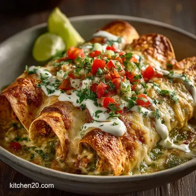 Speedy Salsa Verde Chicken Enchiladas Tangy Creamy Weeknight Hero Recipe Card