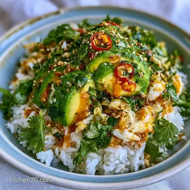Crispy Spicy Crab Avocado Rice Recipe Card