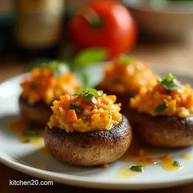 Firecracker Fiesta Spicy Jalape&ntilde;o Popper Stuffed Mushrooms Recipe Card