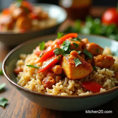 Quick Easy Spicy Thai Chicken and Brown Rice Bowls Recipe Card