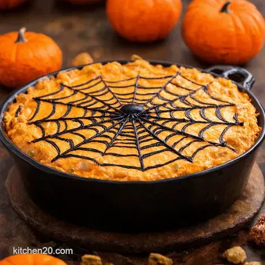 Spooky Spiderweb Taco Dip 10 Spooky Clever Foods for Halloween Recipe Card