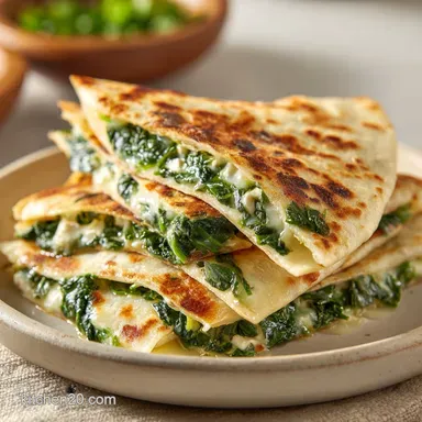 Spinach Feta Quesadillas in 13 Minutes | Crispy Recipe Card