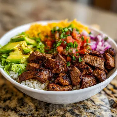 Steak Burrito Bowl with Citrus Rice in 35 Min Recipe Card