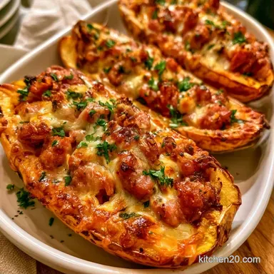 Stuffed Delicata Squash with Sausage Recipe Card