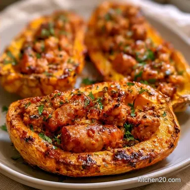 Stuffed Delicata Squash with Pork Sausage