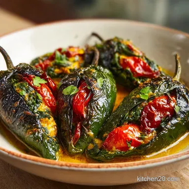 Stuffed Poblano Peppers with Chicken Recipe Card